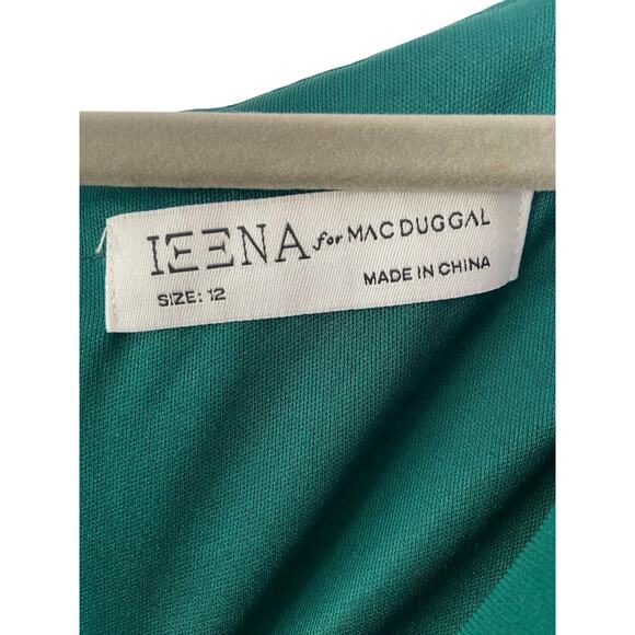 Ieena Mac Duggal 26573 Gown Long Sleeve Ruched Jersey V-Neck Emerald Size 12 - Picture 6 of 11